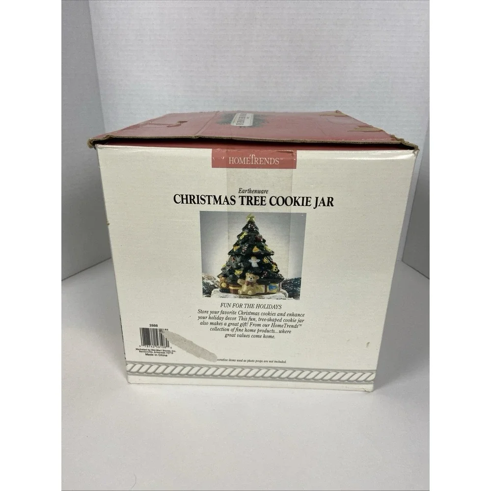 Vtg Earthenware Christmas Tree Cookie Jar w/Lid Home Trends Ceramic Kitchen